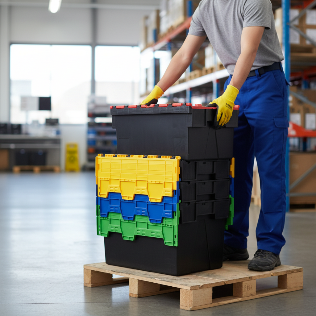 Durable Colored Tote Boxes - 3 Sizes for Every Industry - Front view