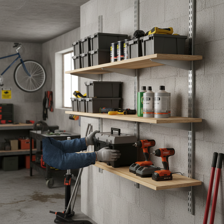 Premium Twin Slot Wall Mounted Shelving Bracket Fixing Kits - Side view