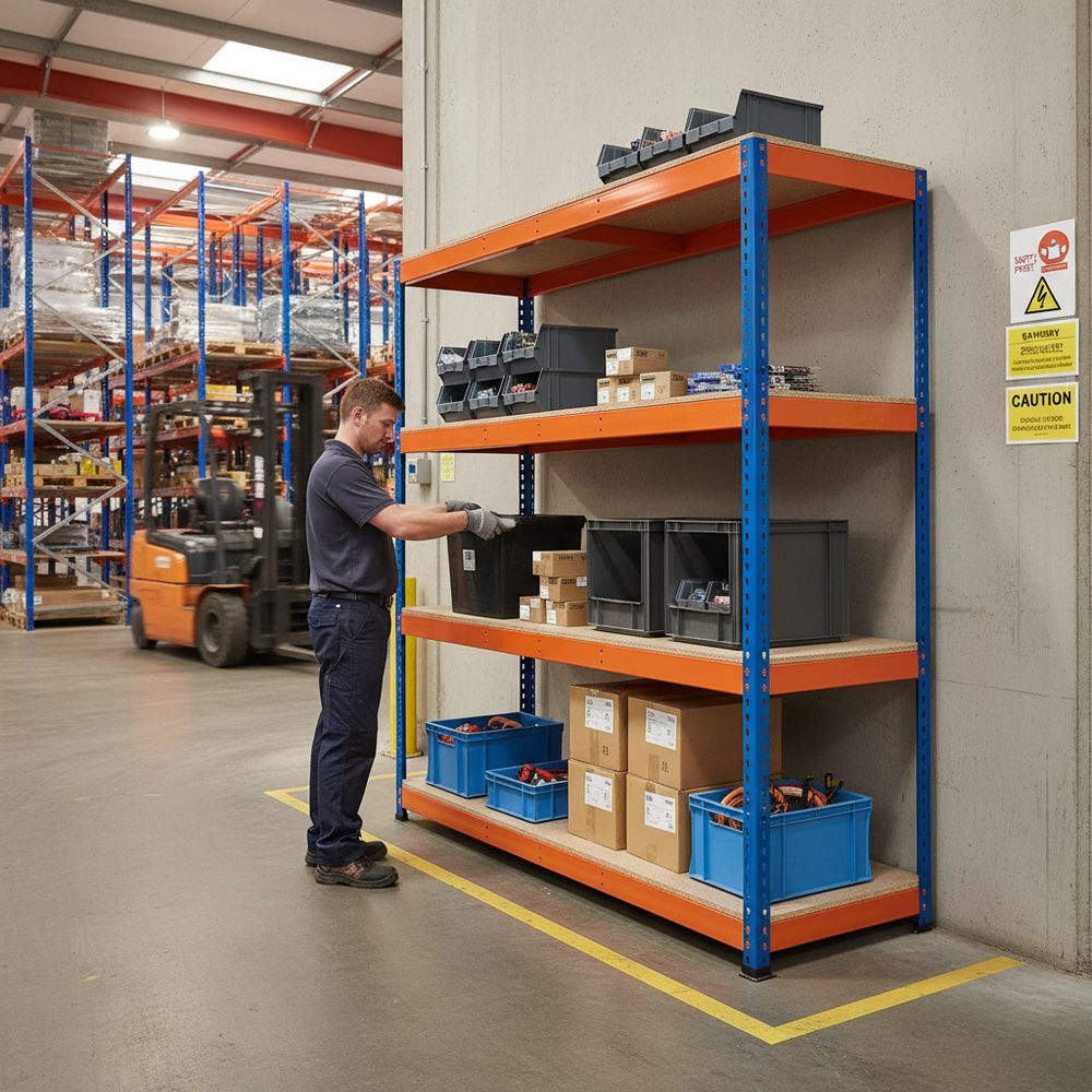 Heavy Duty Industrial Shelving - 1980mm High - 400kg Capacity - Chipboard - Side view
