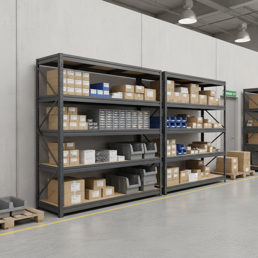 Heavy Duty Industrial Shelving - 1770mm High - Supports up to 600kg - Grey - Front view