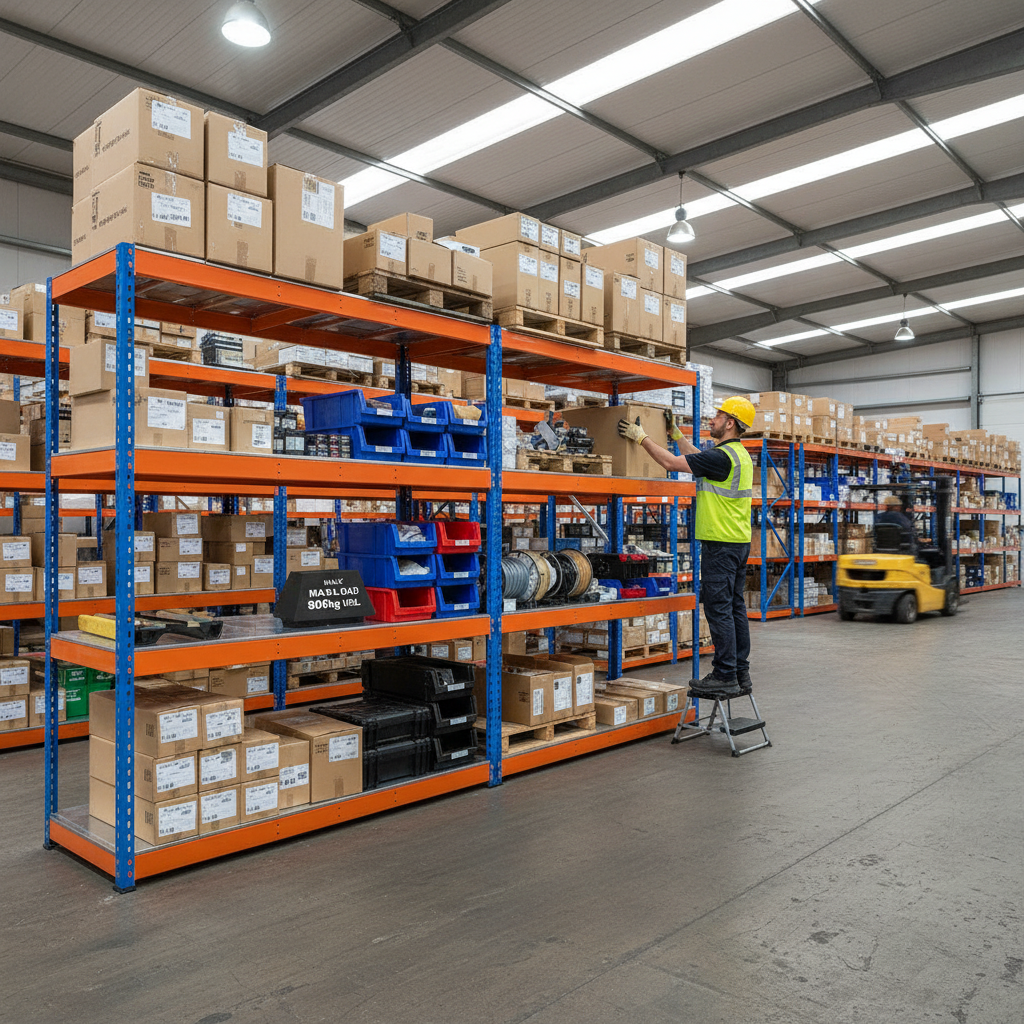 Premium Heavy Duty Steel Shelving - 2440mm High, 800kg Capacity - Side view