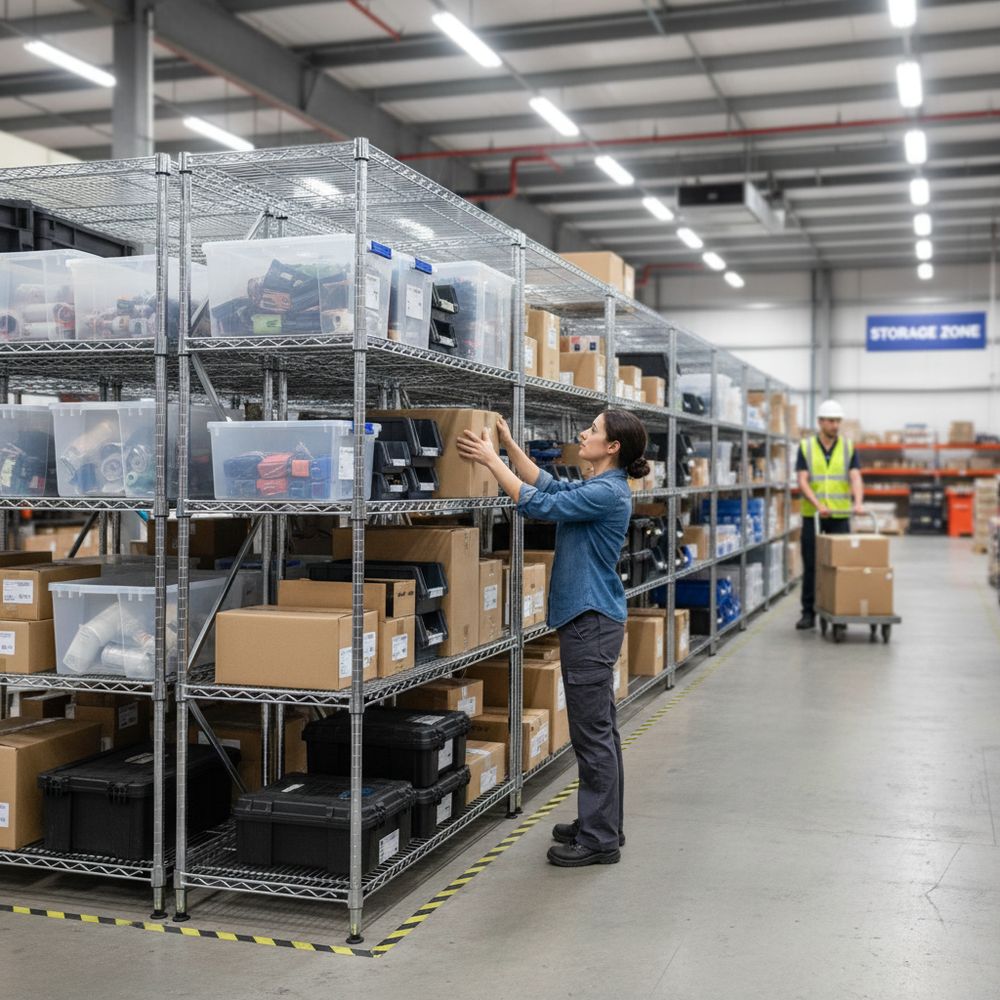 Premium Chrome Wire Shelving Extension Bay - 2130mm High - 300kg Capacity - Side view