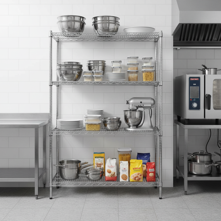 Premium Chrome Wire Shelving Extension Bay - 1625mm High - 300kg Capacity - Front view