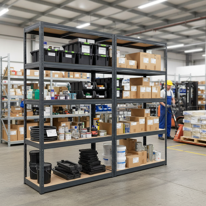 Premium Heavy Duty Shelving - 1800mm High - 200/280kg Capacity - Grey - Side view