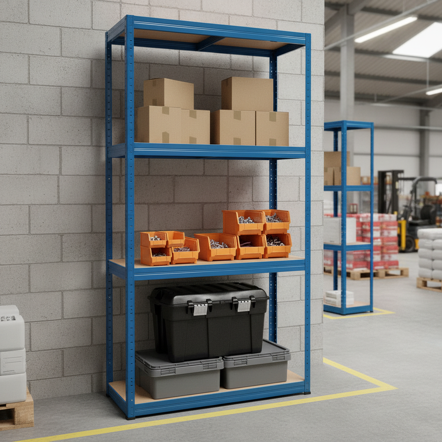 Heavy Duty Shelving - 1600mm High - 200/280kg Capacity - Blue Finish - Front view