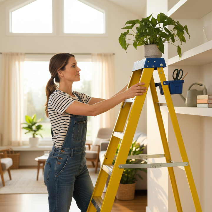 Professional Fibreglass Swingback Step Ladders - 6 Sizes Available - Front view