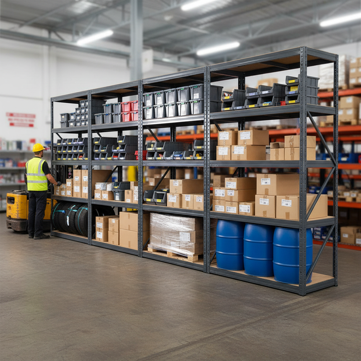 Premium Industrial Shelving - 1800mm High - 200/280kg Capacity - Grey - Side view