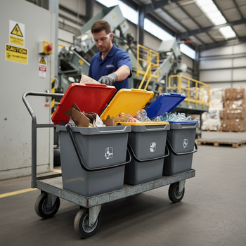 Set of 3 Heavy Duty 30L Recycling Bins with Flip Lids