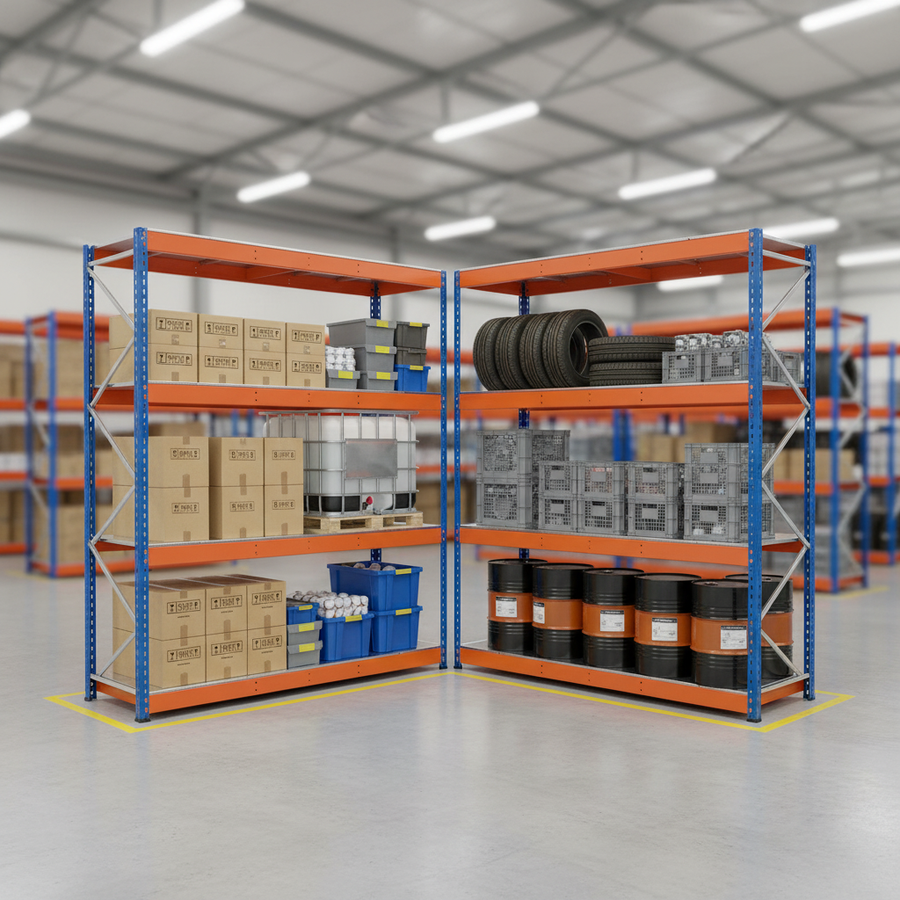 Premium Industrial Shelving - 1980mm High - 800kg Capacity - Steel Construction - Front view