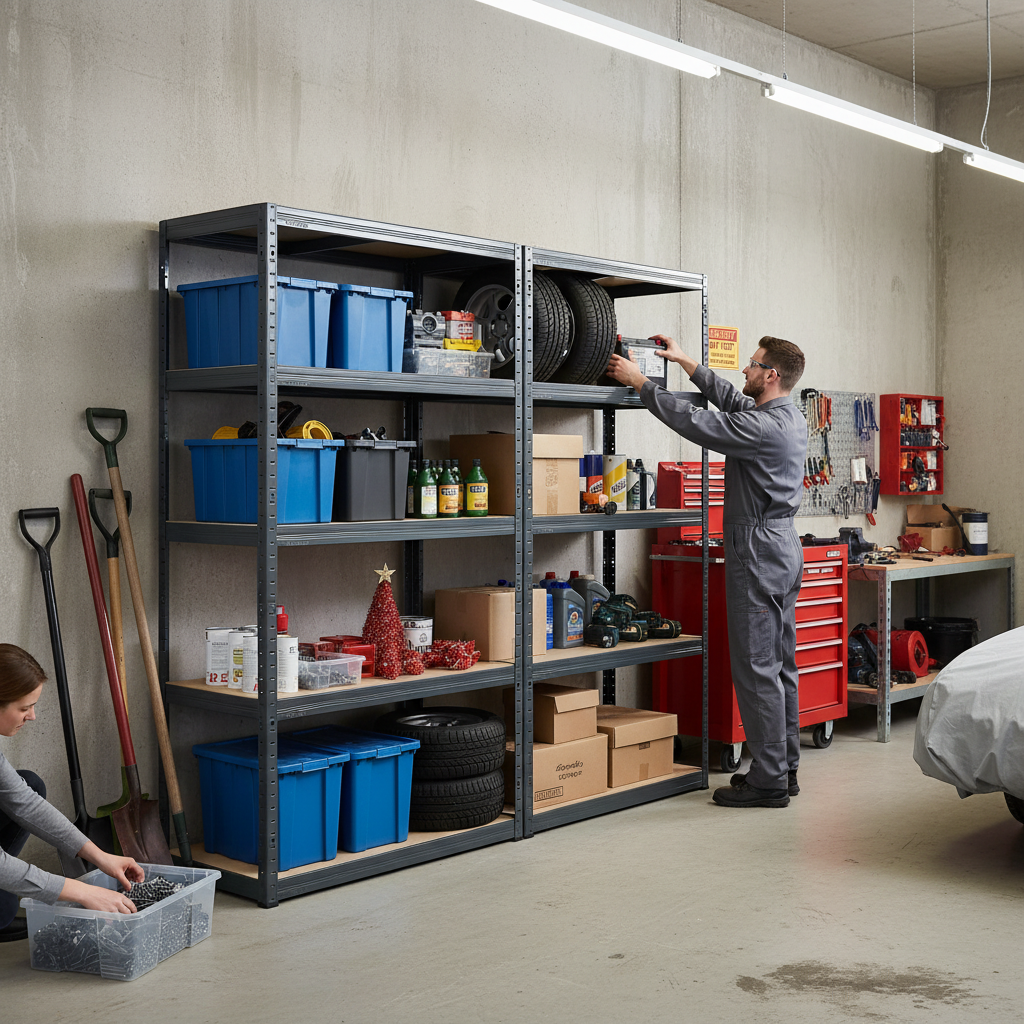 Premium Garage Shelving - 1800mm High - 200/280kg Load Capacity - Grey - Side view