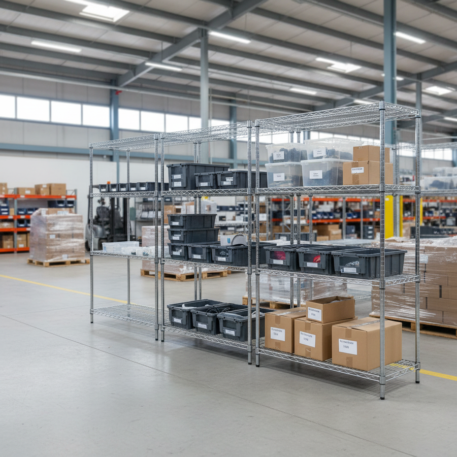High-Performance Chrome Wire Shelving Unit - 2130mm High - 300kg Capacity - Front view