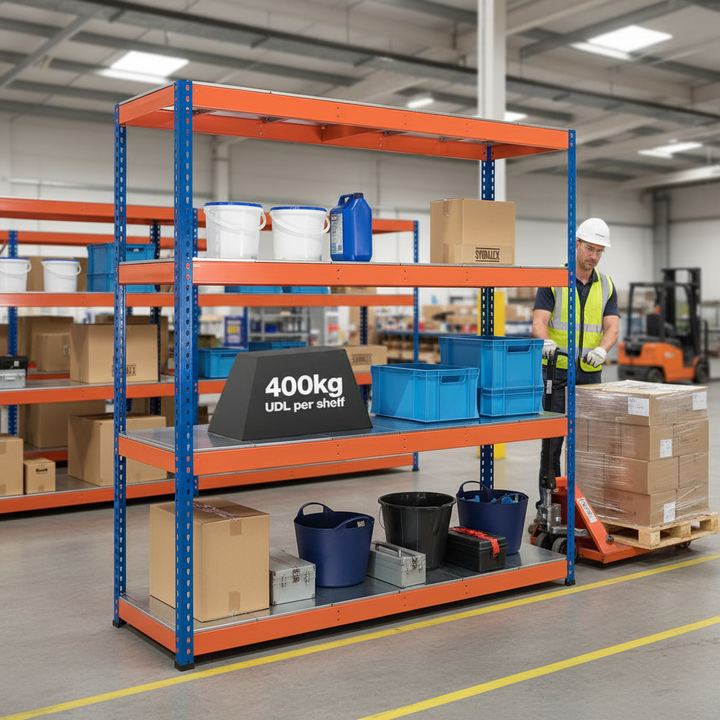 Heavy Duty Industrial Steel Shelving - 1980mm High - 400kg Capacity - Side view