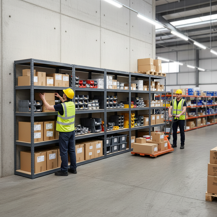 Heavy Duty Industrial Shelving Unit - 1800mm High - 200/280kg Capacity - Grey - Side view