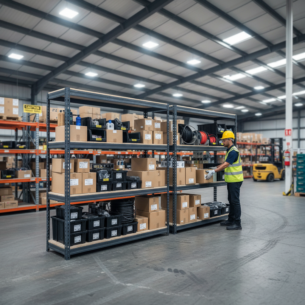 Premium Heavy Duty Industrial Shelving - 2200mm High - 500kg Capacity - Grey - Side view