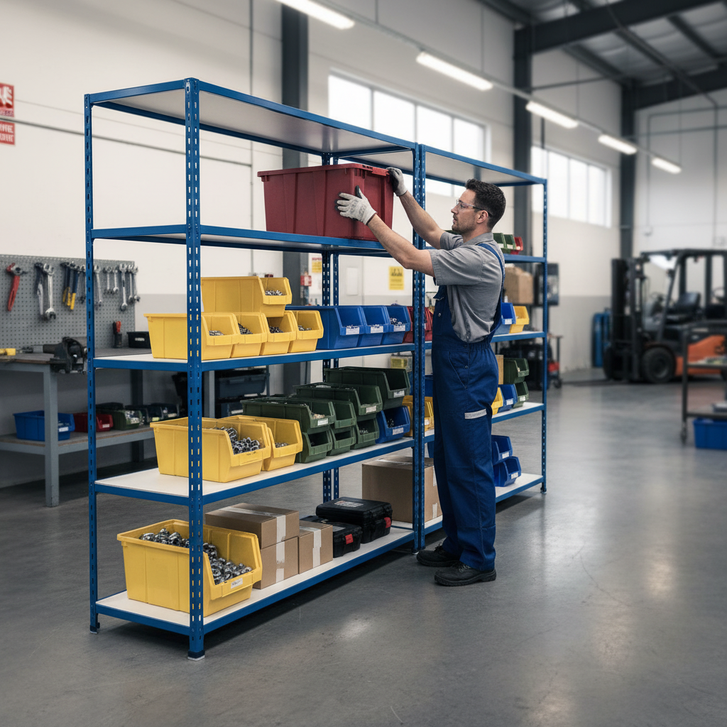 Premium Industrial Shelving Unit - 2440mm High - 200kg Capacity - Melamine - Blue Finish - Front view