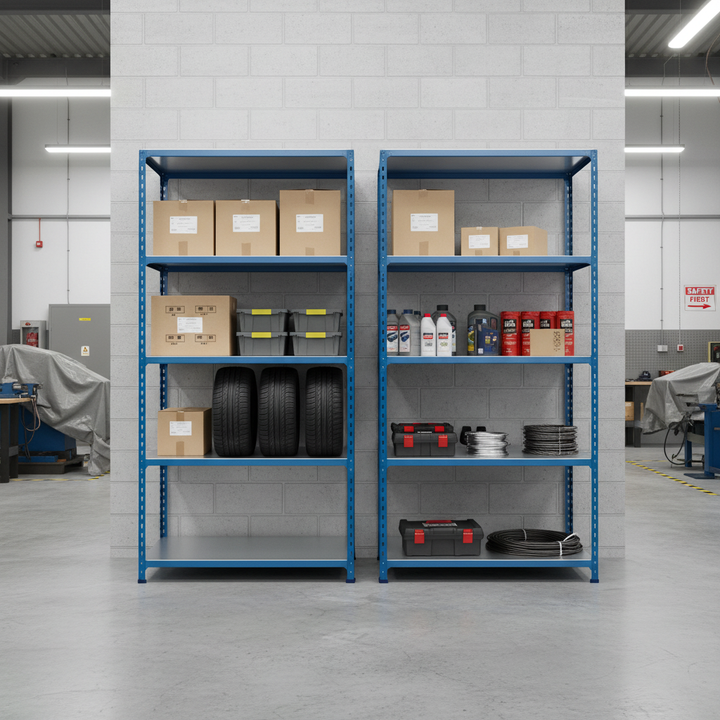 Premium Industrial Shelving - 2440mm High - 200kg Capacity - Steel - Blue Finish - Front view