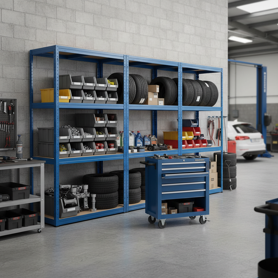 Heavy Duty Shelving Unit - 1600mm High - 200/280kg Capacity - Blue Finish - Front view