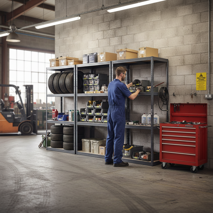 Premium Garage Shelving Unit - 1600mm High - 200kg Capacity - Grey - Side view