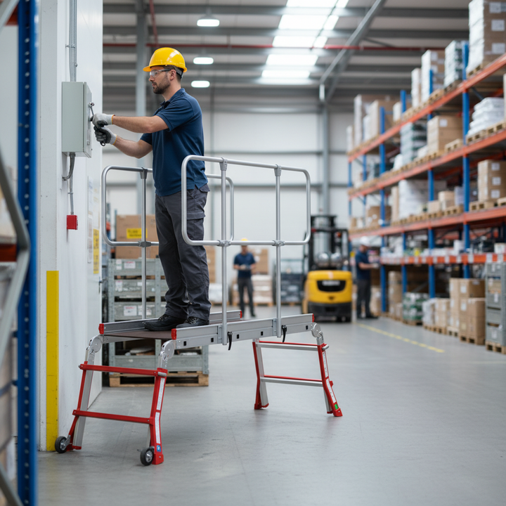 Professional Telescopic Work Platform with Anti-Slip Surface - Side view