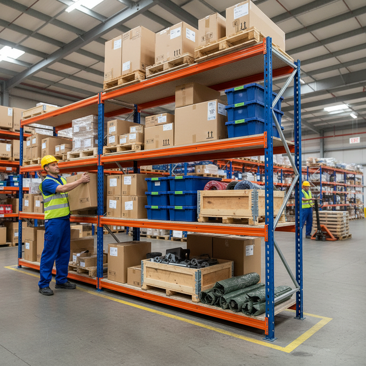 Premium Heavy Duty Industrial Shelving - 2200mm High - 500kg Load Capacity - Side view