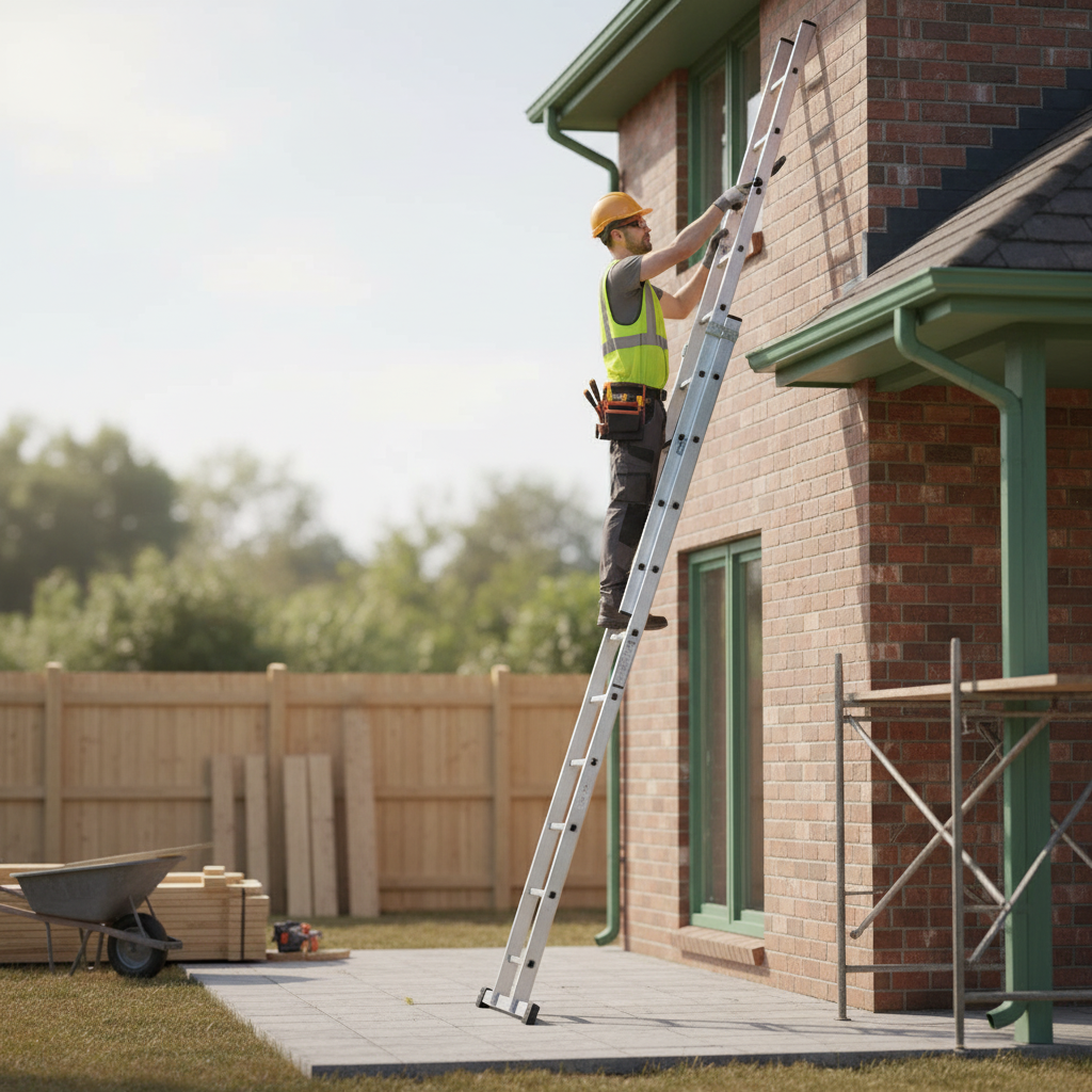 Professional Square Rung Double Extension Ladders - 7 Sizes Available - Side view
