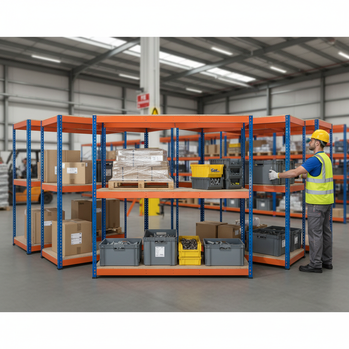 Premium Industrial Shelving - 1677mm High - 400kg Capacity - Chipboard Design - Front view