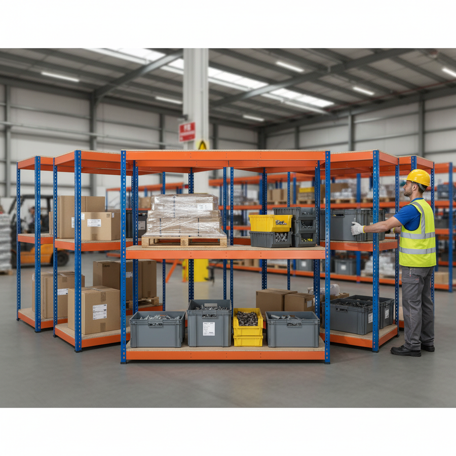 Premium Industrial Shelving - 1677mm High - 400kg Capacity - Chipboard Design - Front view