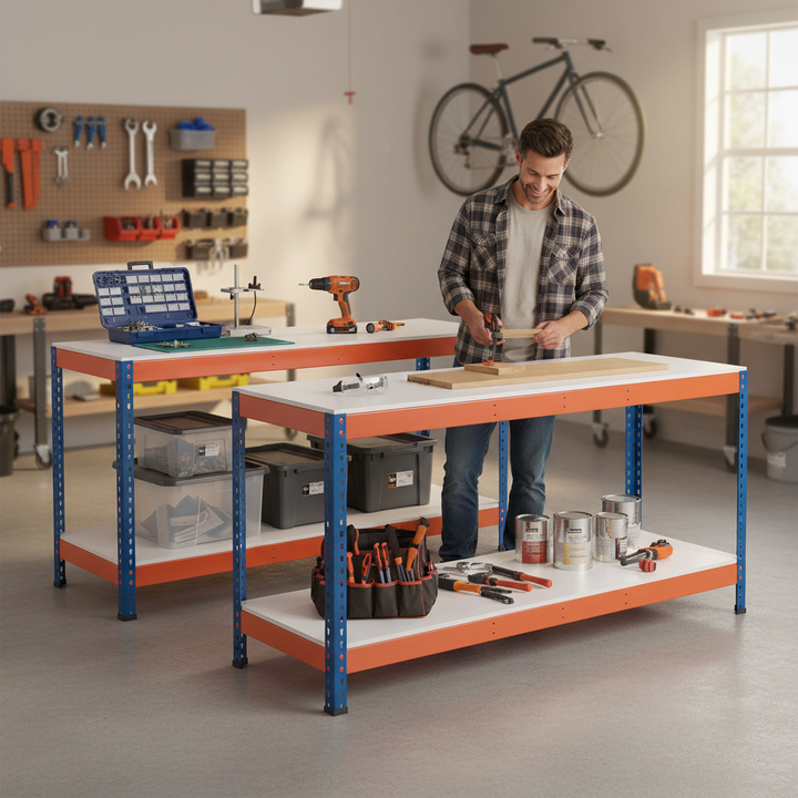 Heavy Duty Workbenches - 915mm High - 800kg Capacity - Melamine Finish - Front view