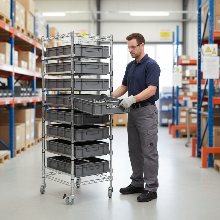 Heavy Duty Euro Box Cart with Quick Assembly and Durable Finish - Front view