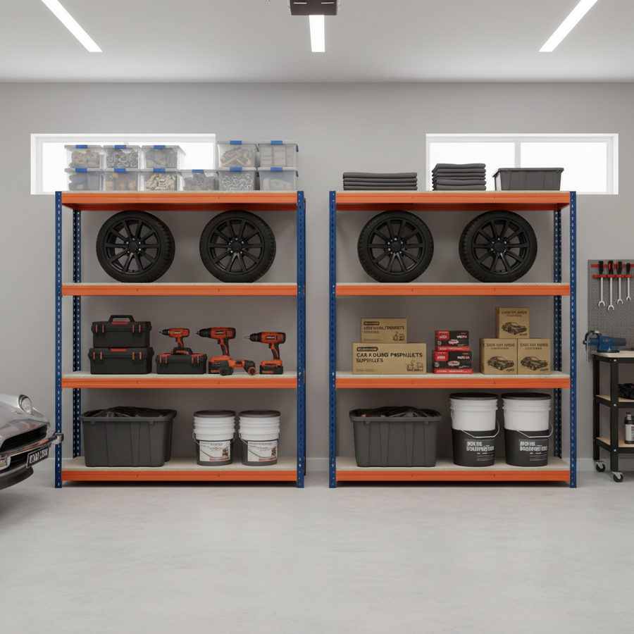 Premium Heavy Duty Garage Shelving - 1800mm High - 500kg Capacity - Front view