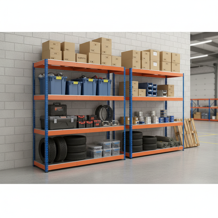 Heavy Duty Industrial Shelving - 1677mm High - 400kg Capacity - Steel Construction - Front view