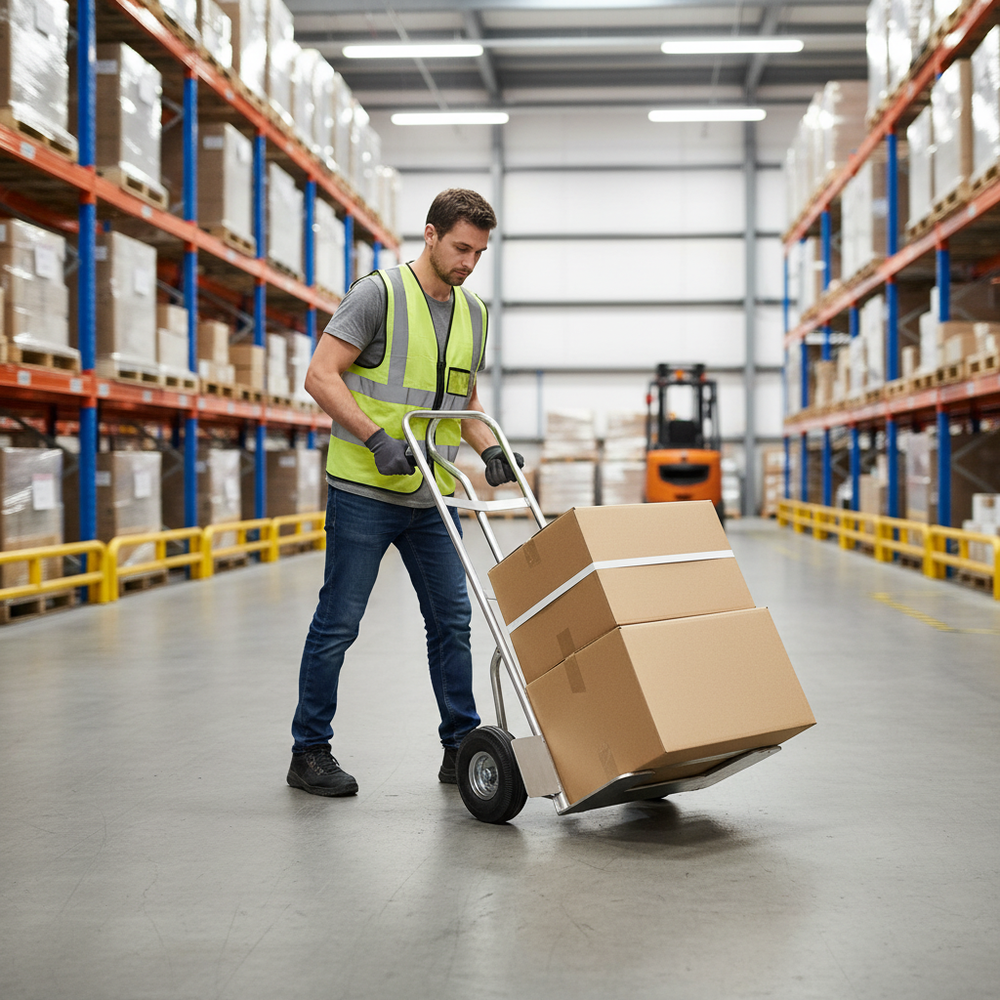 Heavy Duty Aluminium P Handle Sack Truck - 150kg Load Capacity - Side view