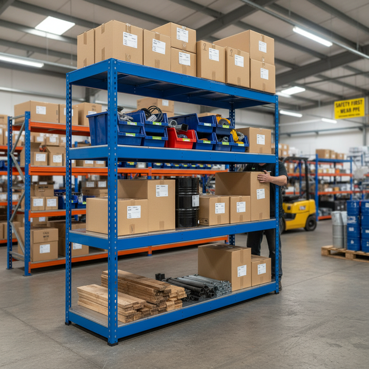 Heavy Duty Steel Shelving - 1980mm High - 400kg Capacity - Industrial Grade - Side view