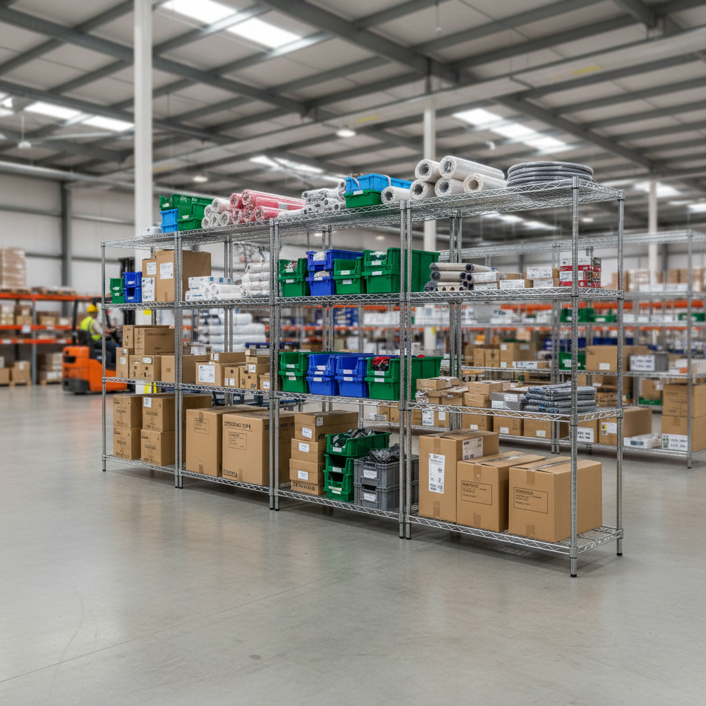 High-Performance Chrome Wire Shelving Unit - 2130mm High - 300kg Capacity - Side view