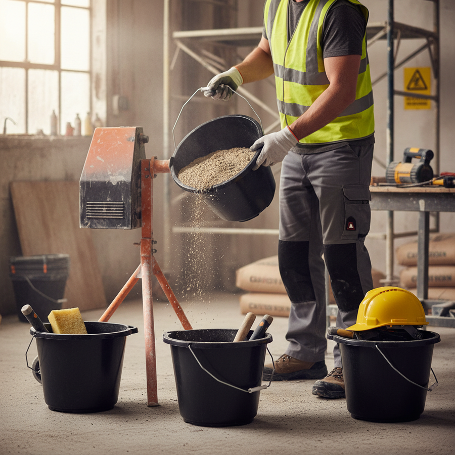 4-Pack 12L Heavy Duty General Purpose Buckets with Metal Handle - Front view