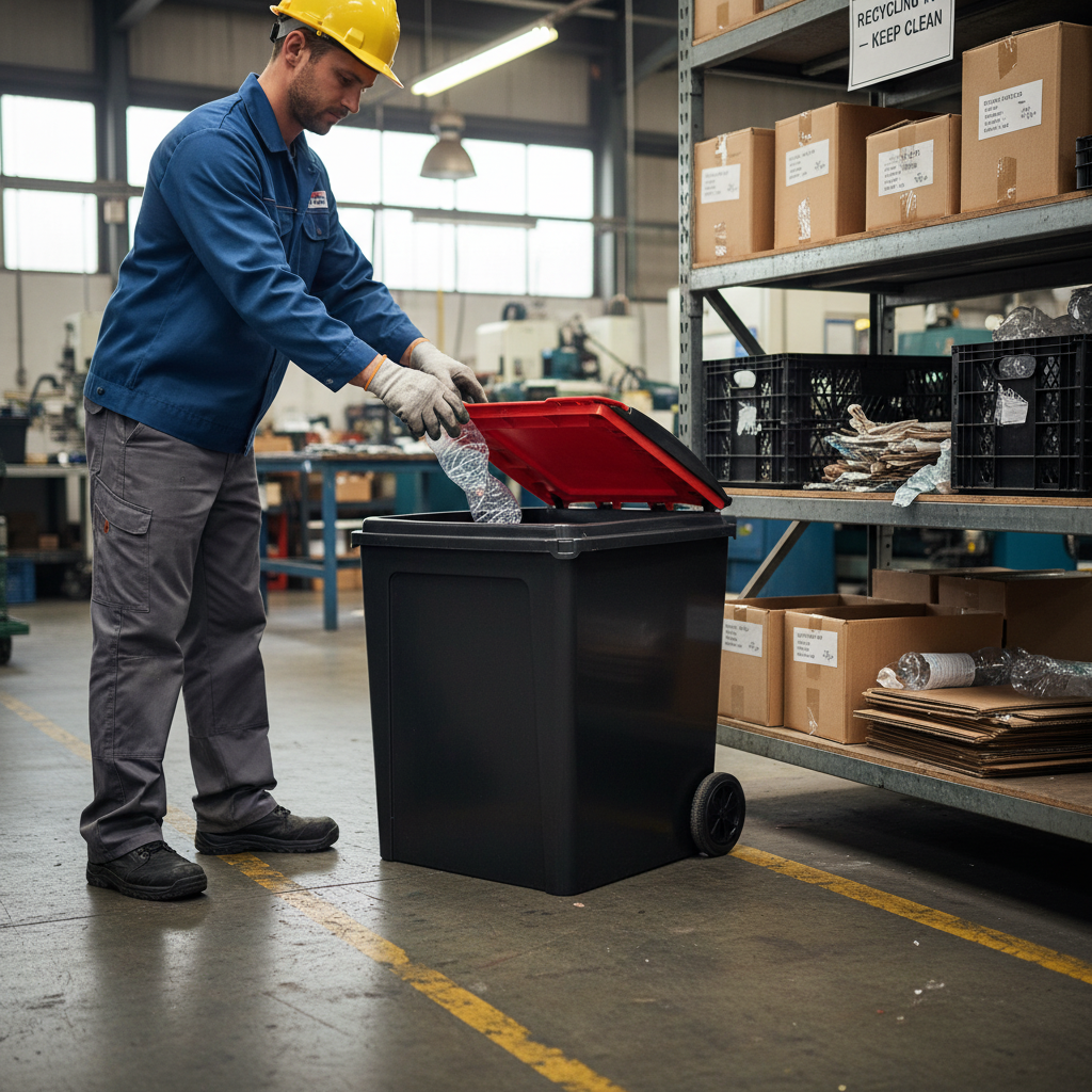 50L Heavy Duty Recycling Bin with Flip Lid - Multiple Colors - Front view