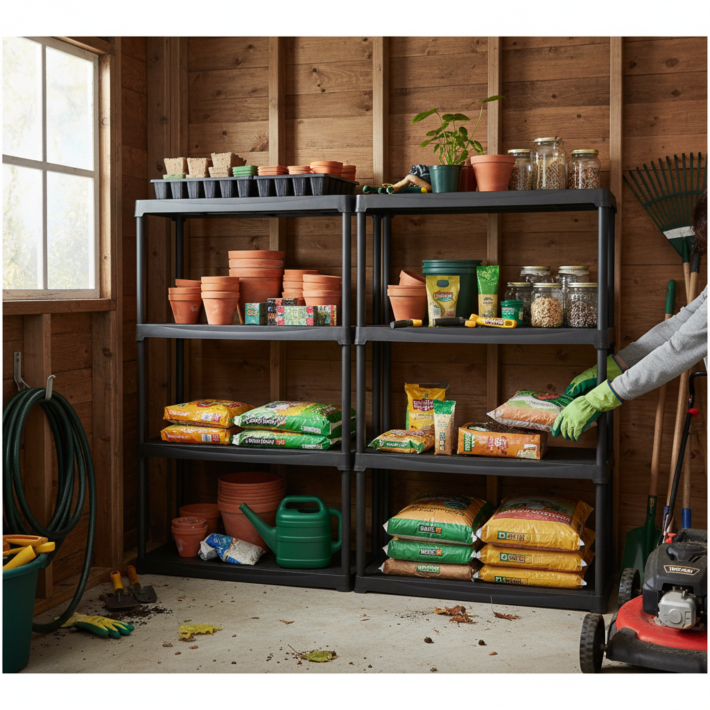 Heavy Duty Plastic Shed Shelving - 1760mm High - 20kg Capacity - Charcoal - Side view