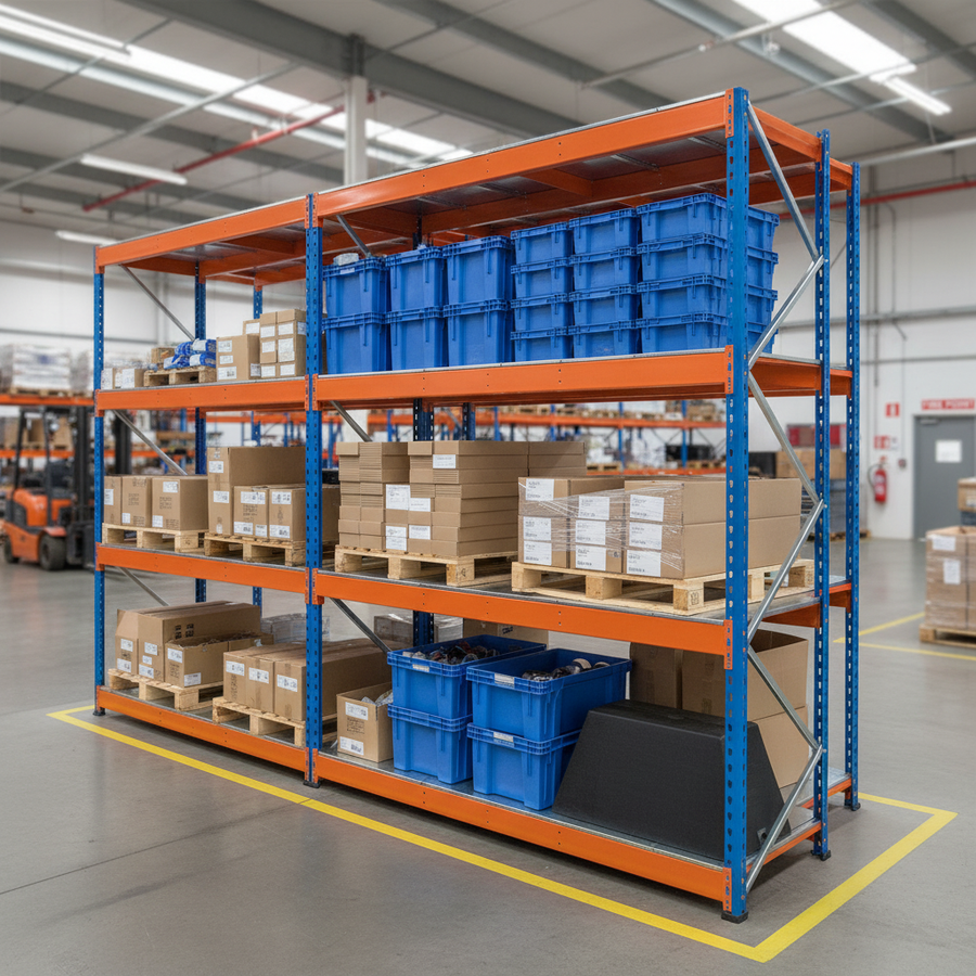 Heavy Duty Industrial Shelving Unit - 2440mm High - 800kg Capacity - Steel - Front view