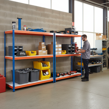 Heavy Duty Industrial Shelving - 1980mm High - 800kg Capacity - Blue & Orange