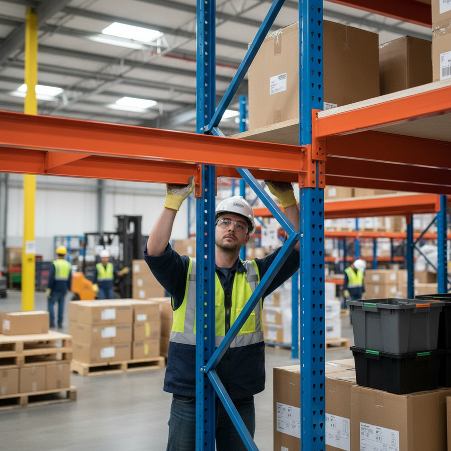 4x Heavy Duty Shelving Support Beams for Industrial Units - Front view