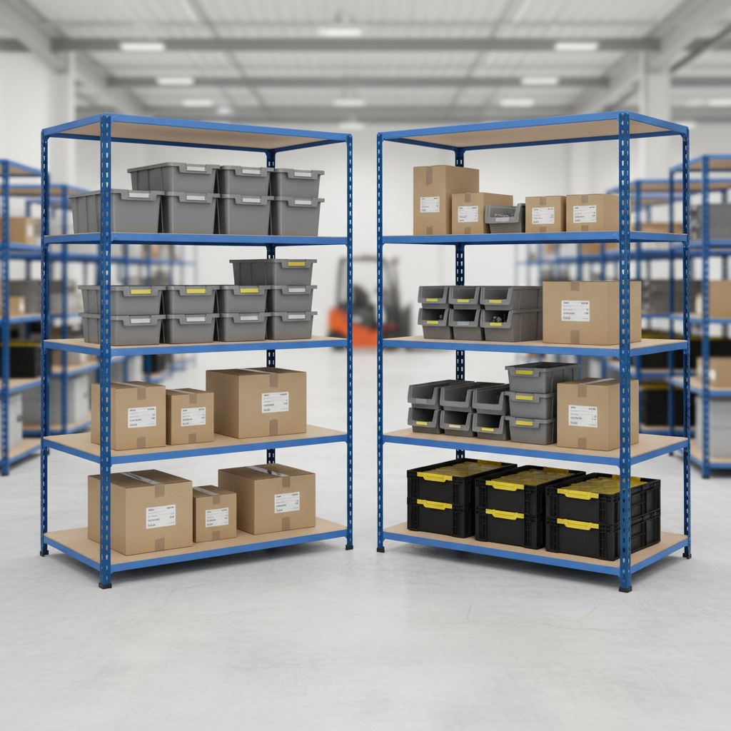 Premium Industrial Shelving - 1830mm High - 200kg Load Capacity - Chipboard - Blue Finish - Front view