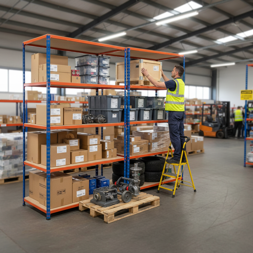 Premium Industrial Shelving - 1830mm High - 200kg Load Capacity - Chipboard - Side view