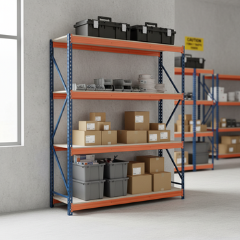 Heavy Duty Industrial Shelving - 1600mm High - 500kg Load Capacity - Blue & Orange