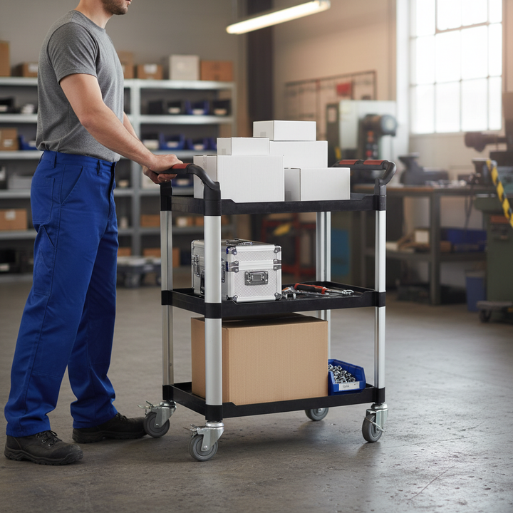 Heavy Duty Tray Trolleys - 100/150kg Capacity for Versatile Use - Side view