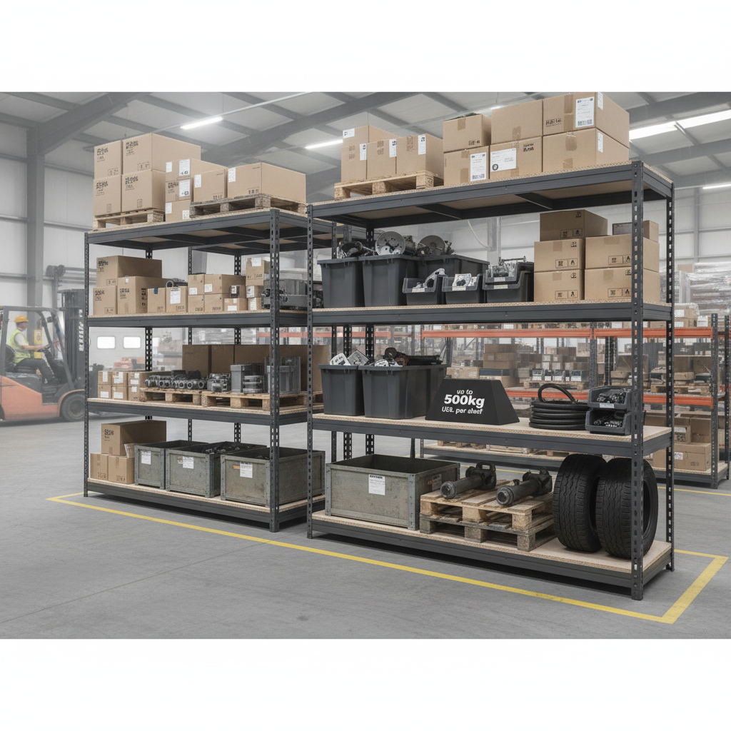 Heavy Duty Industrial Shelving - 2200mm High - 500kg Load Capacity - Grey - Side view