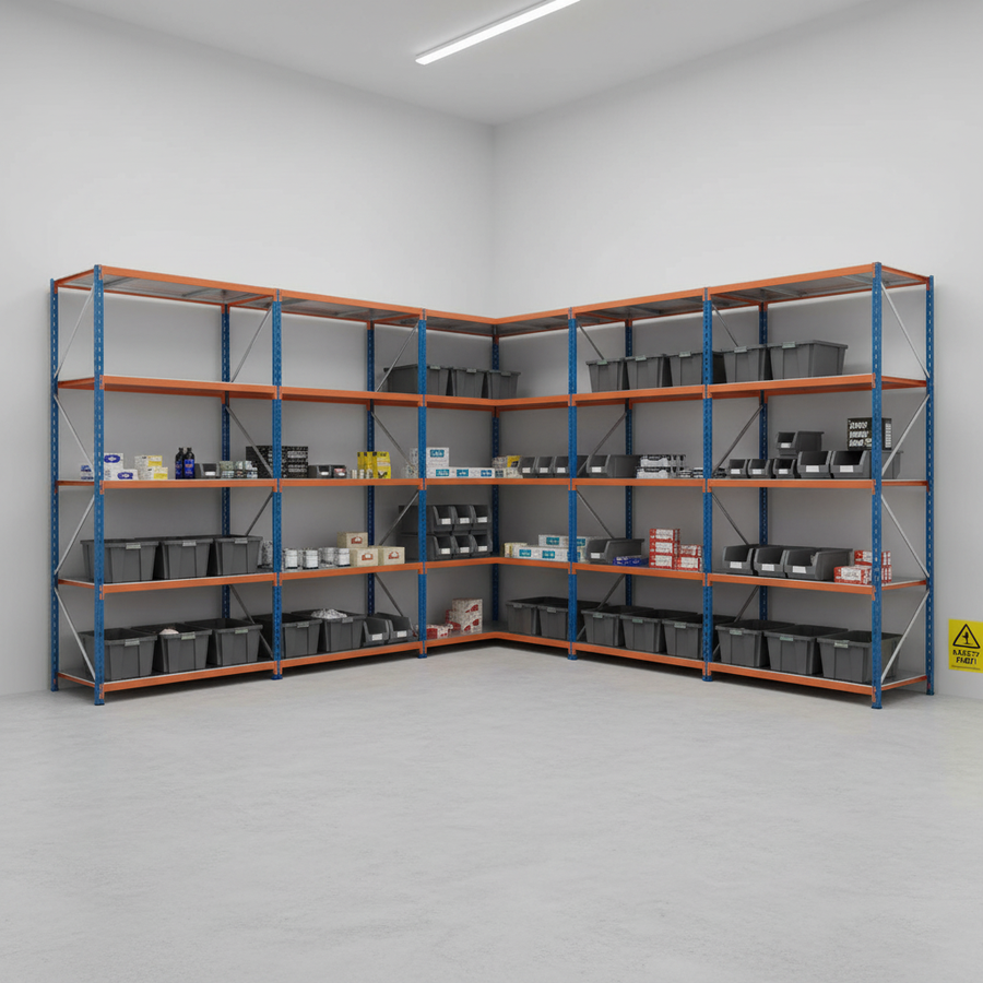 Premium Industrial Shelving - 2440mm High, 340kg Capacity, Steel Construction - Front view