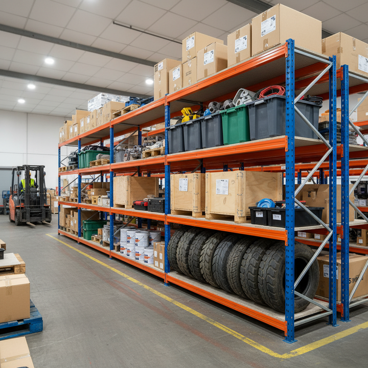 Premium Heavy Duty Industrial Shelving - 1800mm High - 500kg Load Capacity - Side view