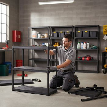 Heavy Duty Plastic Shelving Unit - 1760mm High - 20kg Capacity - Charcoal Finish