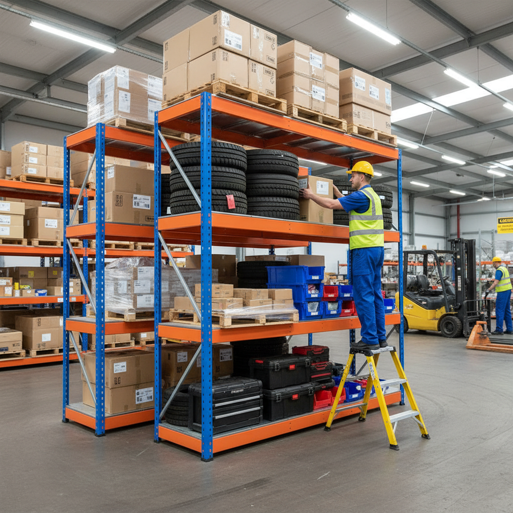 Heavy Duty Industrial Shelving Unit - 2440mm High - 800kg Capacity - Steel - Side view