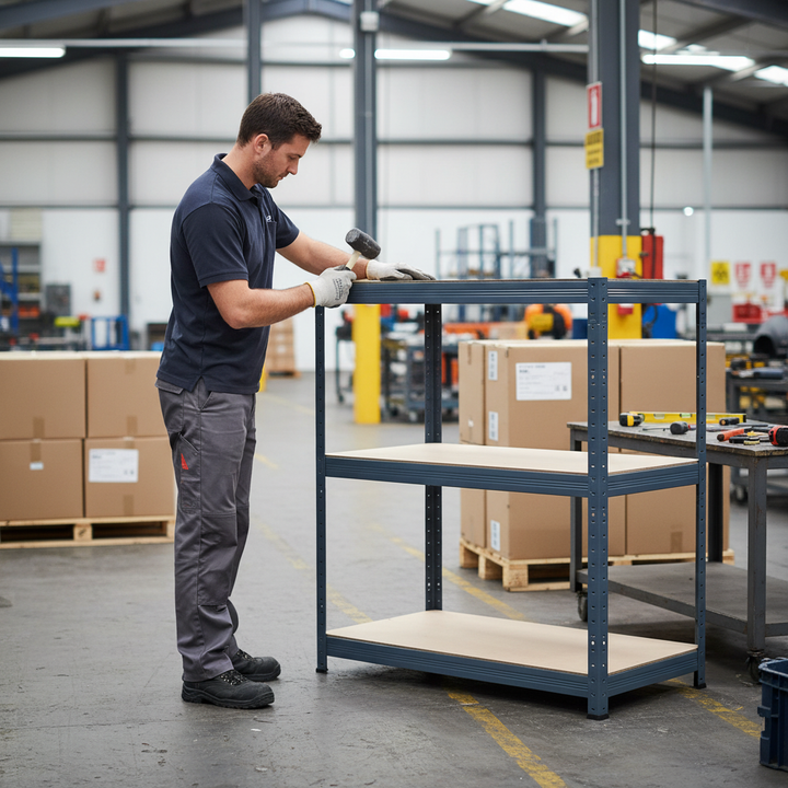 Heavy Duty Half Height Shelving Units - 1065mm High - 200/280kg Capacity - Grey - Front view